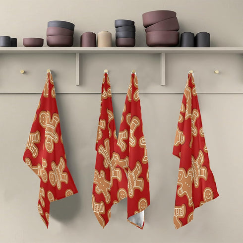 ALAZA Christmas Gingerbread Cookies Decorative Kitchen Dish Towels Set of 4, Soft Absorbent Hand Towels, 18 x 28 Inch