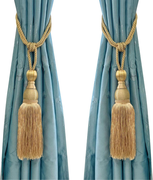 Selling Wonderful Curtain Holdbacks, Decorative Braided Buckle Fastener Accessories for Window Drapery, Set of 2 (Gold)