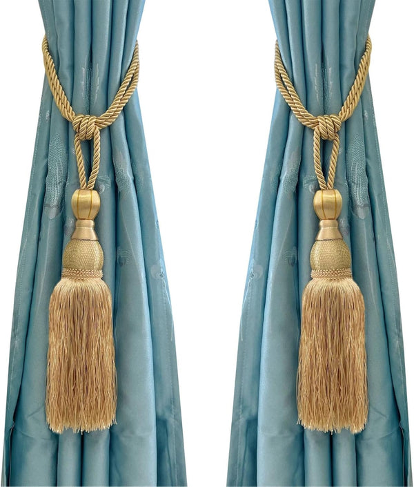 Selling Wonderful Curtain Holdbacks, Decorative Braided Buckle Fastener Accessories for Window Drapery, Set of 2 (Gold)