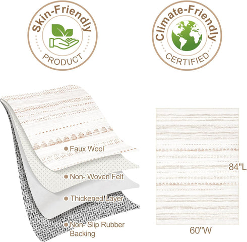 5x7 Nakagishi Area Rug Living Room Rugs: Large Soft Machine Washable Boho Moroccan FarmNeutral Stain Resistant Indoor