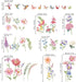decalmile Spring Garden Flower Window Clings, Double Sided Wildflower Butterflies Grass Easter Window Decals