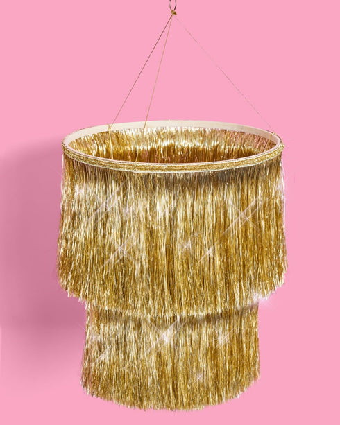 16" xo, Fetti Gold Fringe Tinsel Chandelier | | Bachelorette Party Decorations, Birthday Photo Booth Supplies, New