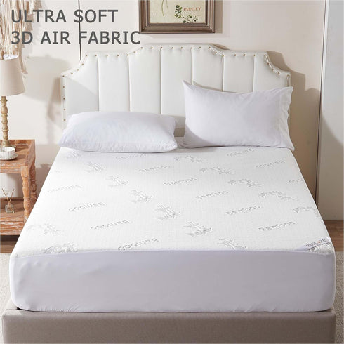 Waterproof King Size Mattress Protector - Fitted Mattress Pad 6"-18" Deep Pocket, Noiseless Washable Cover for Bedroom