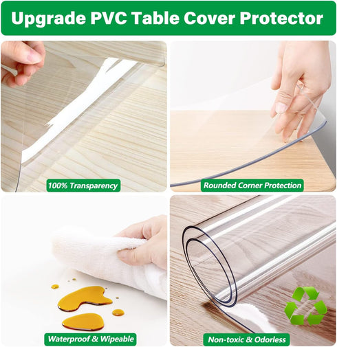 32 Inch 1.5mm Dia Thick Round Clear Table Cover Protector PVC Vinyl Plastic Tablecloth Kitchen Table Covers Crystal