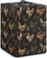 Insulated Air Fryer Kitchen Appliance Cover with Handle and Storage Pocket for Spoon/Cooking Utensils/Recipes, Easy Cleaning Home Decoration, Rooster Leaf Black
