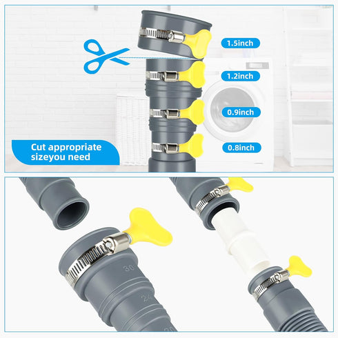 6.5FT Washing Machine Drain Hose, Universal Dishwasher Drain Hose Extension Kits with 1 U-Bend Holder