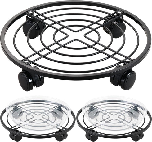 lucpur 3 Packs 13.5" Metal Plant Caddy with Wheels Large Rolling Plant Stands