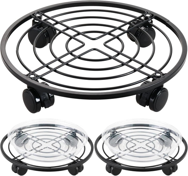 lucpur 3 Packs 13.5" Metal Plant Caddy with Wheels Large Rolling Plant Stands
