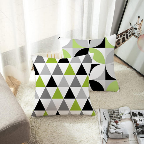 ArtSocket Set of 4 Decorative Throw Pillow Covers, Green Black Lime Mosaic Pattern, 18x18 Inches Square Pillowcases