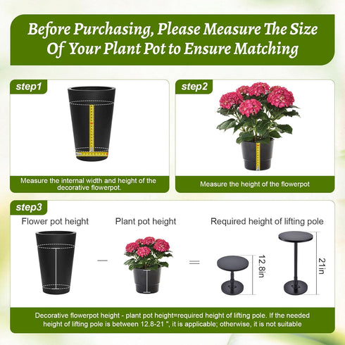 Decivems 12.8-21" 6/8/10" 8/10/12 Inch Adjustable Large Plant Riser for Indoor/Outdoor Pots Universal Plant Stand