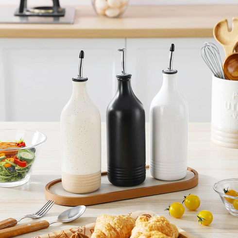 20 Oz vancasso Ceramic Olive Oil Dispenser Bottle, Bottle Dispenser with Spout and Funnel for Kitchen,Suitable for Oil