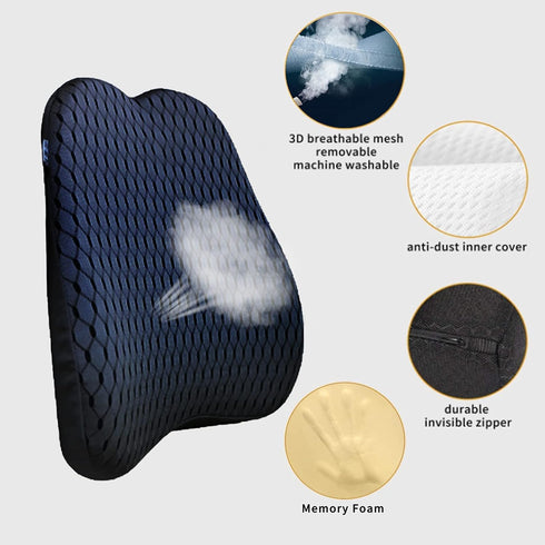 XINJUN Memory Foam car Lumbar Support Pillow - Memory Foam Back Cushion - Used for car Seats, Office Chairs, recliners