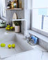 Consumest 304 Stainless Steel Sponge Holder for Kitchen Sink, Movable Caddy with Detachable Drip Tray - Silver