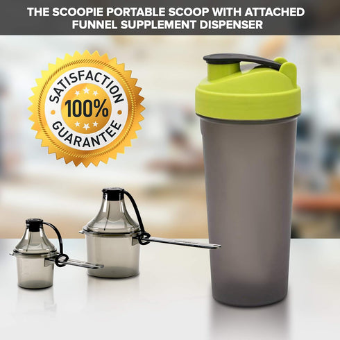 The Scoopie Supplement Container - Long Handle Scoop and Funnel System for Post Workout Protein, 2 Pack, RED