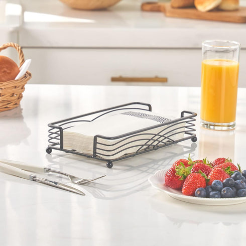Countertop Black Guest Towel Holder Tray for Bathroom Disposable Paper Hand Towel Holder, Rectangle Napkin Organizer