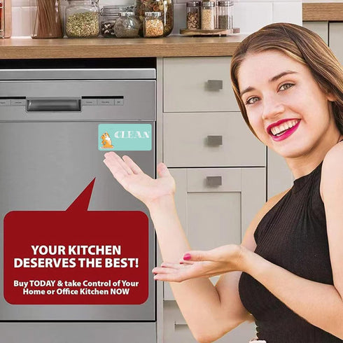Dishwasher Magnet Clean Dirty Sign, Double Sided Cartoon Cats Kitchen Accessories and Decor Reversible Sign