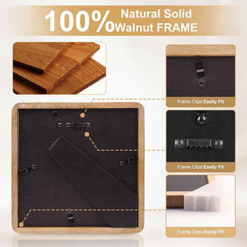 WILTYAPF 66 4x4 6x6 Walnut Solid Wood Small Picture Frames With HD Glass, Square Frame With Mat For Picture or Picture