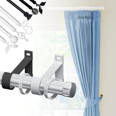 KOLAKO Curtain Rod Brackets, Heavy Duty Black Holders Hook Hangers for Wall Drapery Rod Bracket Support 1 Inch Rods