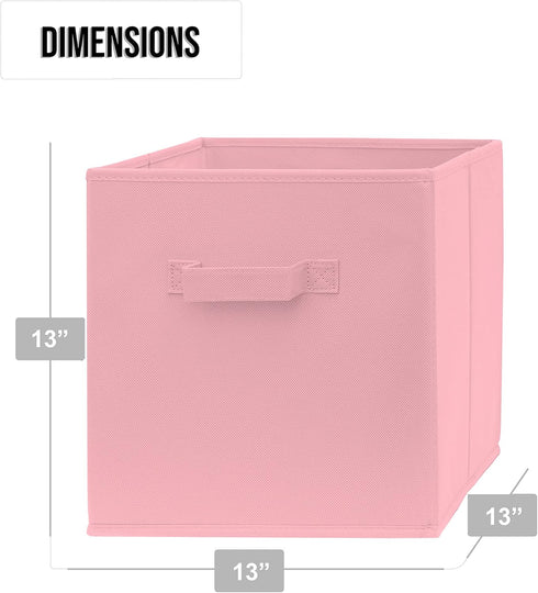 Pomatree 13x13x13 Inch Storage Cubes, 4 Pack Fabric Baskets for Organizing Closet and Toys (Pink)