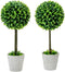 MyGift 15 Inch Boxwood Topiary Tree - 2 Pack Faux Plant Balls in Gray Pulp Planter, Tabletop Home Décor