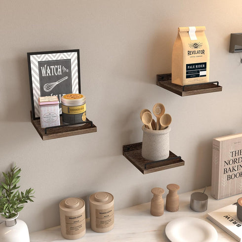 6X6 Inches Set 3 RYOFOBETTO Small Floating Shelf, Farmhouse Wall Shelves for Living Room, Bedroom, Picture Frames