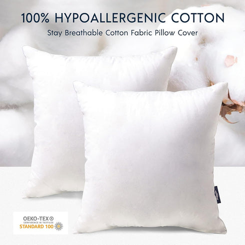 Phantoscope 18x18 Pillow Insert - Throw Pillow Insert with 100% Cotton Cover, 18 Inch Square Microfiber Pillow Sham