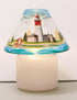 Hand Painted Glass Lighthouse Beach Scene Jar Candle Shade Topper, 4 x 6-Inch
