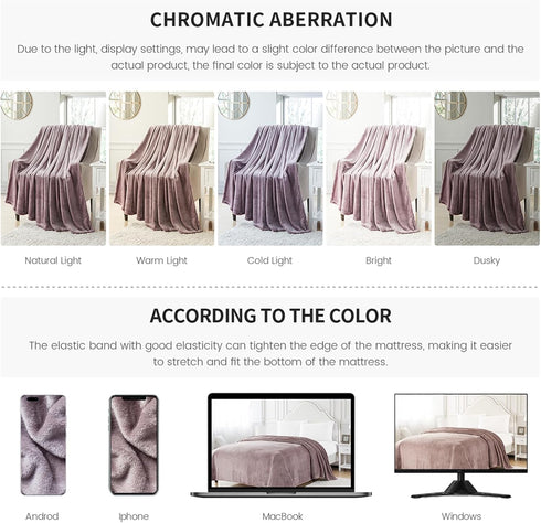 BOURINA Fleece Blanket Flannel Throw Blanket (Lavender, Throw Size) Lightweight Cozy Microfiber for Sofa, Couch, Bed
