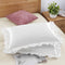 SiinvdaBZX Ruffled Queen Satin Pillowcase Set of 2, Ivory White Silky Satin Pillow Cases for Women, Ruffle Pillow Shams
