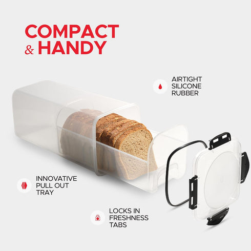 Tafura Bread Storage Container with Tray, Plastic Box with Airtight Lid, Loaf Keeper for Homemade Bread, BPA Free.