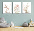 Grengel Pink Girl Nursery Bunny Canvas Wall Art Cute Rabbit Wildflowers Painting Pictures Wall Decor Botanical