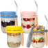 CycleMore 4-Pack 16 oz Overnight Oats Containers with Airtight Lids, Colorful Lids