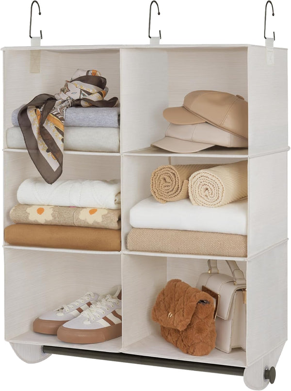 StorageWorks Hanging Closet Organizer with Metal Rod, 6-Section Closet Organizers and Storage,