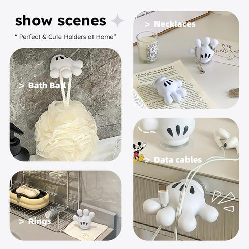 2PCS Cute Hanging Toothbrush Holder, Wall Hanging Utility Suction Hooks with Sticky Pads for Bathroom Decor