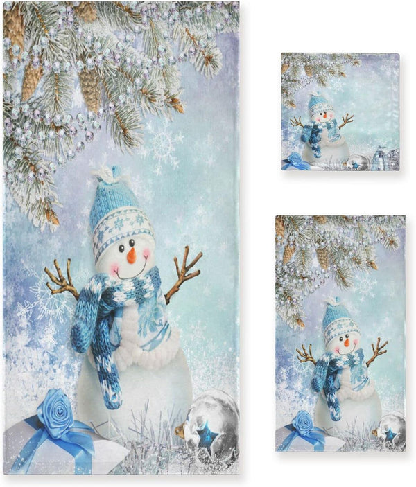 ALAZA Towel Bathroom Sets, Christmas Winter Snowman Towels 3-Piece 1 Bath Towel