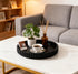 Concrete Decorative Tray for Coffee Table Tray Decor - Charcoal Black Round Decorative Tray - Circle Fluted Centerpiece