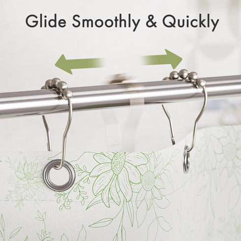 Amazer Set of 12 Rust-Resistant Metal Shower Curtain Rings, Matte Nickel Hooks for Bathroom Shower Rod