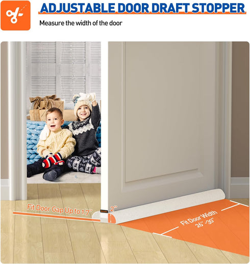 30 Inch 26'' 30'' 1.7", MAGZO Door Draft Stopper, Adjustable Under Door Gap Filler, Fits - Bottom Widths, Seals Gaps up