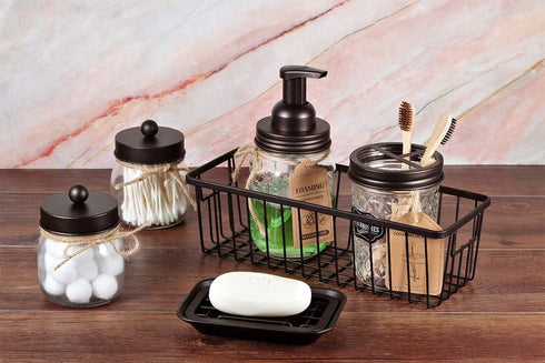 Kitchen and Bathroom Soap Dish Tray - Metal 2-Piece with Drainage Grid and Holder for Kitchen Sink, Rust Resistant
