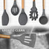 Kitchen Cooking Utensils Set, 6Pcs Silicone Gadgets with Wooden Handle, Heat Resistant Spatula, Ladle, Turner Set