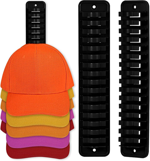 Hat Racks for Wall, 2pcs Cap Organizer Holds Up To 32 Caps, Sticky or Drilling Use, Hat Storage for Closet, Office