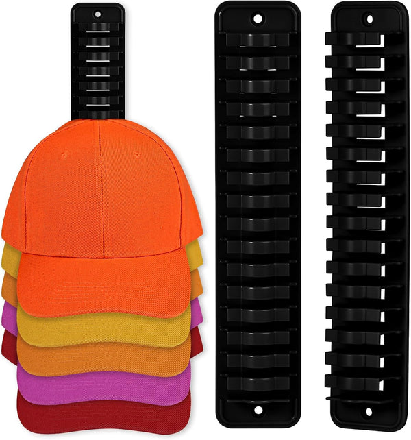 Hat Racks for Wall, 2pcs Cap Organizer Holds Up To 32 Caps, Sticky or Drilling Use, Hat Storage for Closet, Office