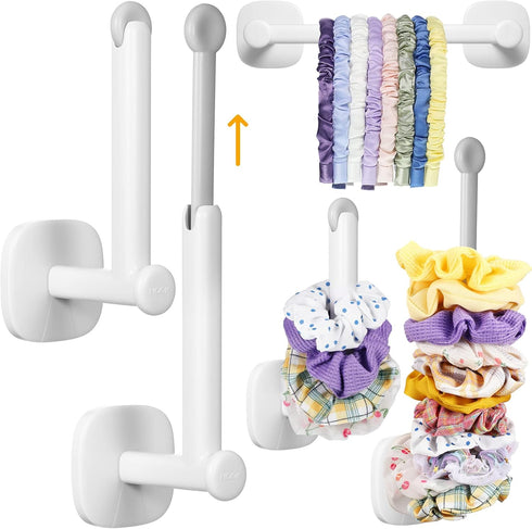 DIY Hair Accessories Organizer - Waterproof Adhesive Scrunchie Holder Wall Hooks for Scrunchies, Headbands, Hair Ties