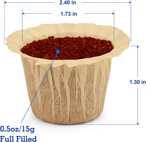 Disposable Coffee Filters, 100 Count Natural Paper, Compatible with Keurig Brewers 1.0 and 2.0, Fit Reusable Coffee Pods