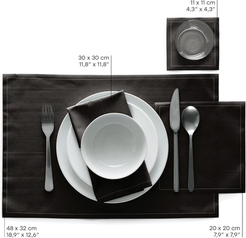 Cotton Cocktail Napkin - Black - 4.3 x 4.3 in - 50 units per roll