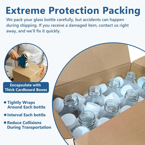 8 Pack 32oz KEYWING Glass Milk Bottles with Airtight Lids Reusable, Leak-proof Containers Dishwasher Safe, Food Grade