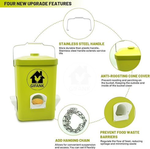Set,3 Chicken Feeder and Waterer Gallon Automatic Chicken Feeder No Waste,Hanging Poultry Kit with Chicken Waterer