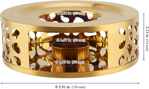 YUENPUN 2 PCS Metal Teapot Warmer Base, Stainless Steel Teapot Warmer with Tealight Holder for Glass or Ceramic Teapot