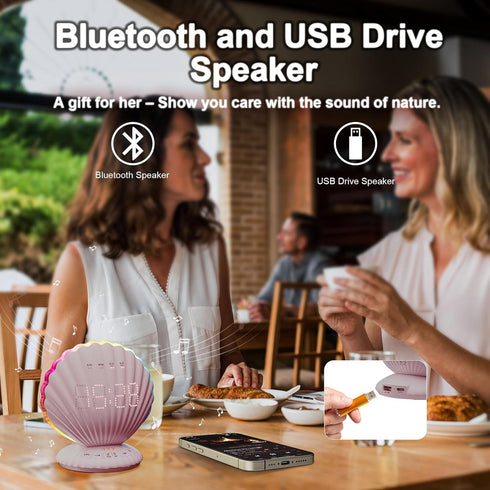 Loud Alarm Clock for Heavy Sleepers - Portable Bluetooth Speaker with White Noise Machine, RGB Night Light with Music