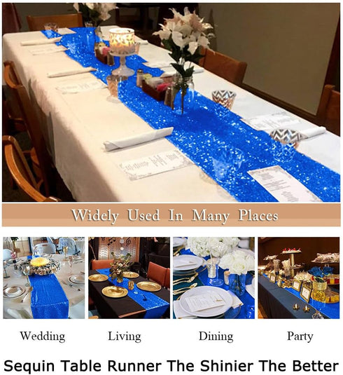 ShiDianYi Sequin Table Runner - 12x72-Inch Blue Sparkle Table Cover for Party Decoration (Royal Blue)